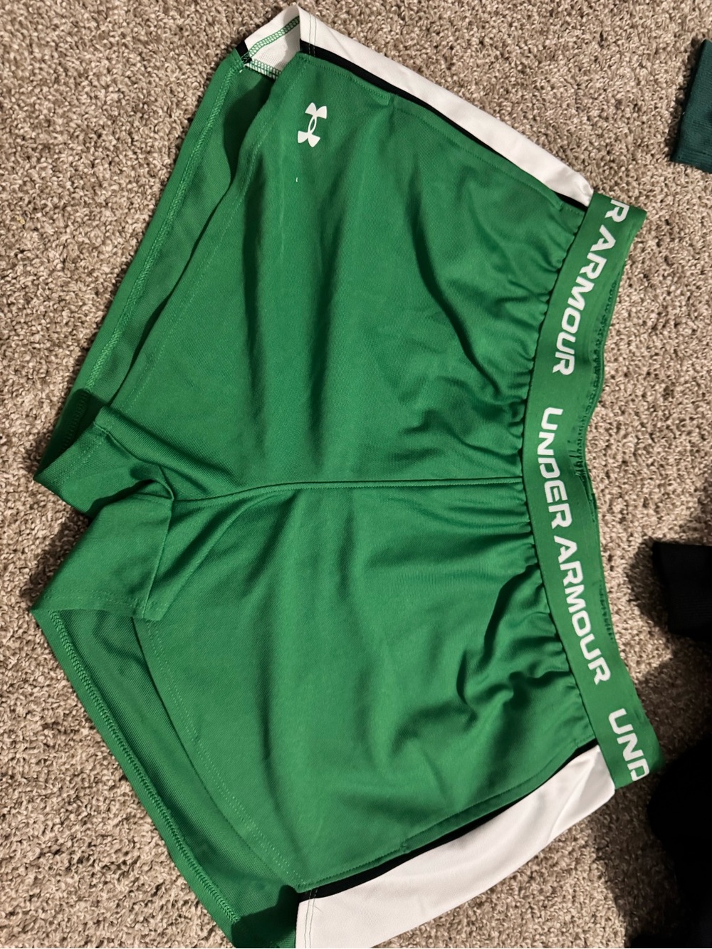 Under Armour Green Women's Athletic Running Shorts with White Trim